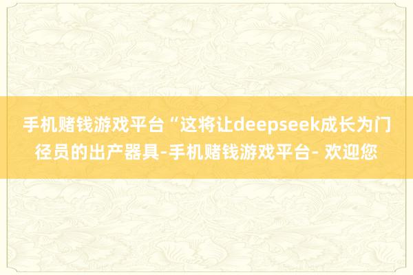 手机赌钱游戏平台“这将让deepseek成长为门径员的出产器具-手机赌钱游戏平台- 欢迎您